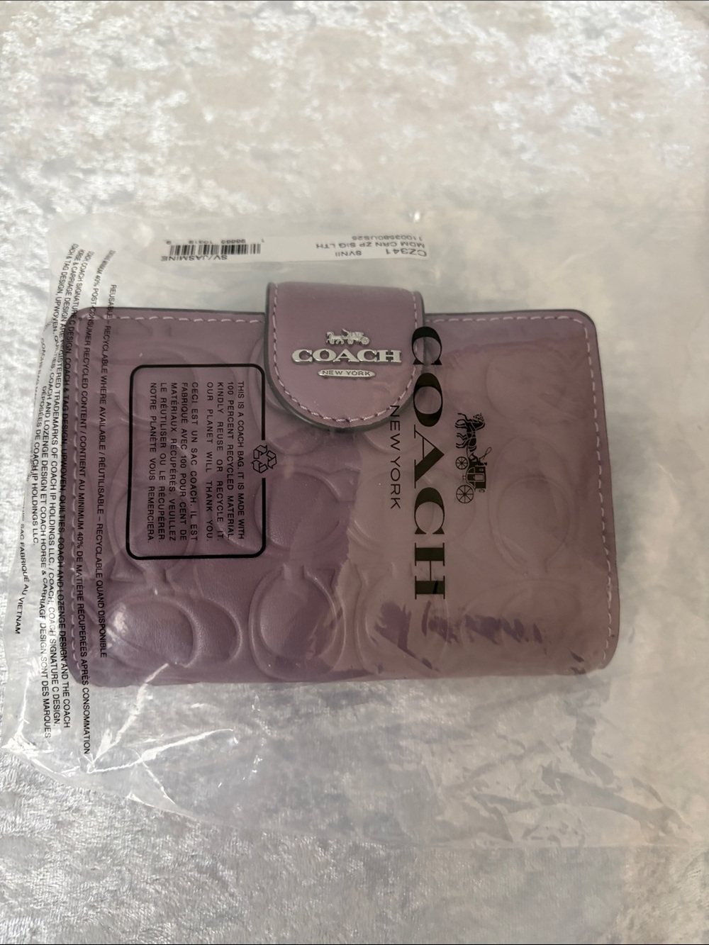 Coach Embossed Signature Leather Medium Corner Zip Wallet - Picture 8 of 9
